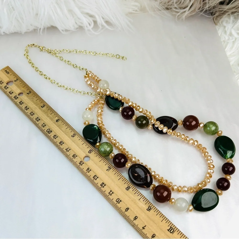 Bohemian chic, dressy, double strand costume necklace